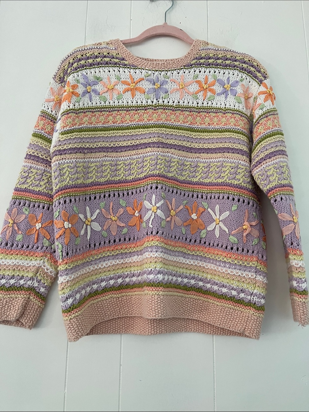Vintage Susan Bristol Causal Ramie Knit Floral Sweater Size Medium Petite - Picture 7 of 16